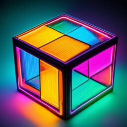 Логотип красочный куб с неоновой подсветкой 512×512
