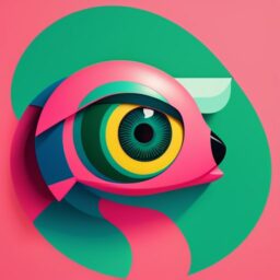 Логотип красочный глаз на розовом фоне 512×512