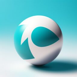 Логотип бело-синий шар с листиком 512×512